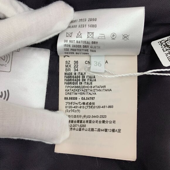 Miu Miu Deep Blue Striped Wool Blend Long-Sleeved Jacket Coat Sz 36 XS Made In I - Picture 7 of 8